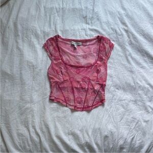 Urban Outfitters Pink Sheer Crop Top